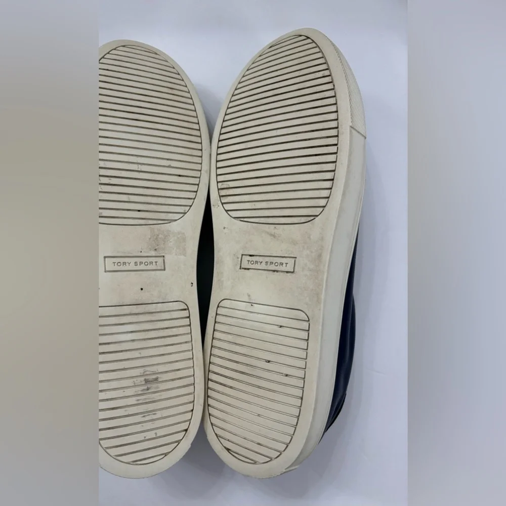 Tory Sport Blue Leather Ruffle Sneakers 36558 Size 9.5